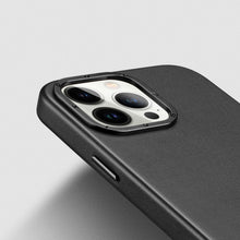 Заредете изображение във визуализатора на галерията – Dux Ducis Grit Leather Case for iPhone 14 Pro Max Elegant Faux Leather Cover (MagSafe Compatible) Black

