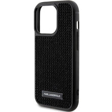 Заредете изображение във визуализатора на галерията – Karl Lagerfeld Rhinestone Logo Metal Plate case for iPhone 15 Pro Max - black

