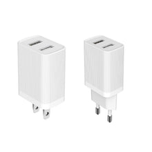 Заредете изображение във визуализатора на галерията – Kingkong charger EU adapter 2x USB 2.1A + 1m micro USB cable white (WP-U79m white)
