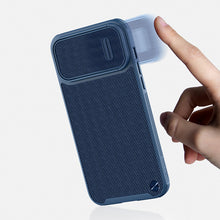 Заредете изображение във визуализатора на галерията – Nillkin Textured S Case iPhone 14 Plus armored case with camera cover blue
