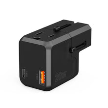 Заредете изображение във визуализатора на галерията – Choetech PD6038 USB-C USB-A PD 20W Travel Charger USA EU UK AU - Black

