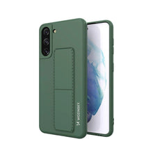 Заредете изображение във визуализатора на галерията – Wozinsky Kickstand Case Silicone Stand Cover for Samsung Galaxy S21 + 5G dark green

