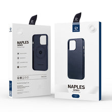 Заредете изображение във визуализатора на галерията – Dux Ducis Naples case for iPhone 14 magnetic leather case MagSafe blue
