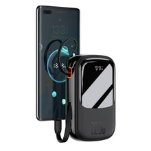 Заредете изображение във визуализатора на галерията – Baseus Qpow Digital Display powerbank with fast charging 20000mAh 22.5W QC/PD/SCP/FCP with built-in USB-C cable black
