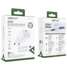 Заредете изображение във визуализатора на галерията – Acefast A73 Mini PD 20W GaN wall charger + USB-C cable - white
