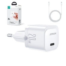 Заредете изображение във визуализатора на галерията – Mini USB C Charger 20W PD with USB C Cable - Lightning Joyroom JR-TCF02 | White
