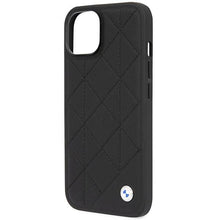 Заредете изображение във визуализатора на галерията – Case BMW BMHCP14S22RQDK iPhone 14 6.1" black/black Leather Quilted
