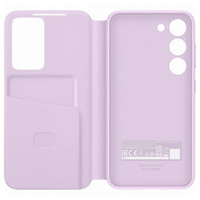 Заредете изображение във визуализатора на галерията – Samsung Smart View Wallet Case for Samsung Galaxy S23 Cover with Smart Flip Window Card Wallet Lilac (EF-ZS911CVEGWW)
