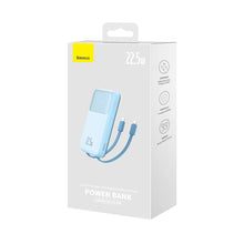 Заредете изображение във визуализатора на галерията – Baseus Comet Series powerbank with display 10000mAh 22.5W - blue + USB-A - USB-C cable 0.3m - white

