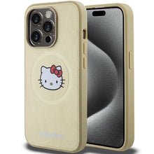 Заредете изображение във визуализатора на галерията – Hello Kitty Leather Kitty Head MagSafe case for iPhone 14 Pro Max - gold
