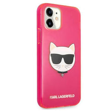 Заредете изображение във визуализатора на галерията – Karl Lagerfeld KLHCP12SCHTRP iPhone 12 mini 5,4" różowy/pink hardcase Glitter Choupette Fluo
