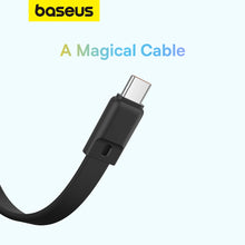 Заредете изображение във визуализатора на галерията – Baseus Magnetic Mini MagSafe 10000mAh 30W powerbank with built-in Lightning cable - black + Baseus Simple Series USB-C - USB-C 60W 0.3m cable
