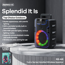 Заредете изображение във визуализатора на галерията – Remax bluetooth speaker led light m6 black
