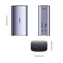 Заредете изображение във визуализатора на галерията – Ugreen Multifunction HUB 12in1 USB C USB HDMI DP RJ45 AUX SD TF gray (CM555)
