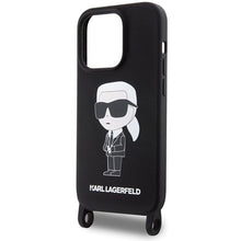 Заредете изображение във визуализатора на галерията – Karl Lagerfeld KLHCP15LSCBSKNK iPhone 15 Pro 6.1" hardcase black/black Crossbody Silicone Ikonik
