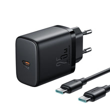 Заредете изображение във визуализатора на галерията – Joyroom JR-TCF11 fast charger up to 25W + USB-C / USB-C cable 1m - black
