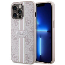 Заредете изображение във визуализатора на галерията – Guess GUHMP13XP4RPSP iPhone 13 Pro Max 6.7" pink/pink hardcase 4G Printed Stripes MagSafe
