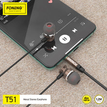 Заредете изображение във визуализатора на галерията – Foneng Earphones T51 with microphone grey
