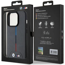 Заредете изображение във визуализатора на галерията – BMW M Quilted Tricolor MagSafe case for iPhone 15 Pro - gray
