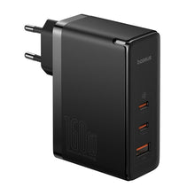 Заредете изображение във визуализатора на галерията – Baseus GaN5 Pro GaN charger 2x USB-C / USB-A 160W - black + USB-C - USB-C 240W cable - black
