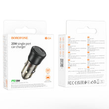 Заредете изображение във визуализатора на галерията – Borofone Car charger BZ24 Clever - Type C - QC 3.0 PD 20W black
