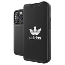 Заредете изображение във визуализатора на галерията – Adidas OR Booklet Case BASIC iPhone 14 Pro 6.1" black/black white 50182
