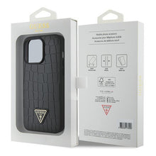Заредете изображение във визуализатора на галерията – Guess Croco Triangle Metal Logo case for iPhone 15 Pro Max - black
