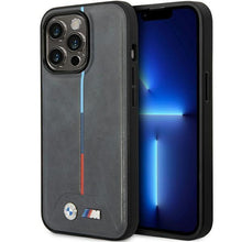 Заредете изображение във визуализатора на галерията – Case BMW BMHCP14L22PVTA iPhone 14 Pro 6.1" Grey/Grey Quilted Tricolor
