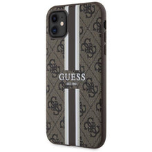 Заредете изображение във визуализатора на галерията – Guess GUHMN61P4RPSW iPhone 11 / Xr brown/brown hardcase 4G Printed Stripes MagSafe
