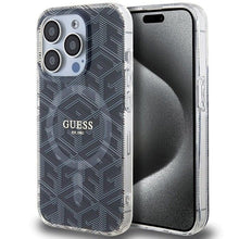 Заредете изображение във визуализатора на галерията – Original faceplate case GUESS GUHMP15LHGCUSTGK for iPhone 15 Pro (Magsafe / IML GCUBE / black)
