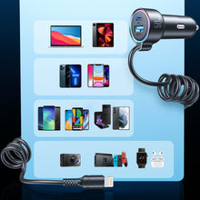 Заредете изображение във визуализатора на галерията – Joyroom fast car charger 3 in 1 with Lightning cable 1.5m 45W black (JR-CL08)
