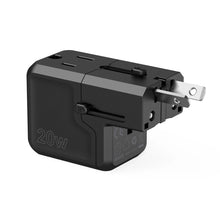 Заредете изображение във визуализатора на галерията – Choetech PD6038 USB-C USB-A PD 20W Travel Charger USA EU UK AU - Black
