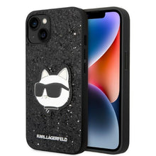 Заредете изображение във визуализатора на галерията – Karl Lagerfeld KLHCP14MG2CPK iPhone 14 Plus 6.7" black/black hardcase Glitter Choupette Patch
