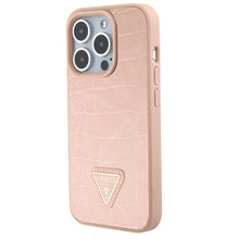Заредете изображение във визуализатора на галерията – Original Case GUESS Croco Triangle Metal Logo hardcase GUHCP15LPCRTHCP for Iphone 15 Pro pink
