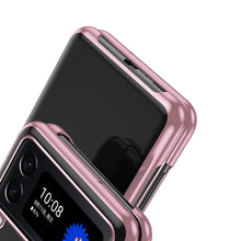 Заредете изображение във визуализатора на галерията – Plating Case for Samsung Galaxy Z Flip 4 cover with a metallic frame pink

