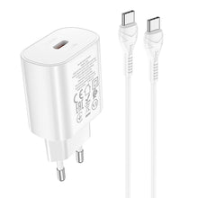 Заредете изображение във визуализатора на галерията – Hoco charger type c power delivery pd25w with cable type c jetta n22 white - TopMag
