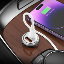 Заредете изображение във визуализатора на галерията – HOCO car charger 2 x USB QC3.0 18W + Type C PD 45W cable Type C for Iphone Lightning 8-pin Handy NZ10 silver
