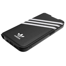 Заредете изображение във визуализатора на галерията – Adidas OR Booklet Case PU iPhone 14 Pro black/white 50196
