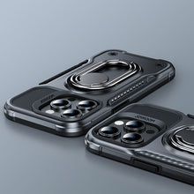 Заредете изображение във визуализатора на галерията – Joyroom Dual Hinge case for iPhone 14 Pro armored case with a stand and a ring holder black
