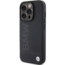 Заредете изображение във визуализатора на галерията – Original Case BMW Leather Hot Stamp BMHCP15LSLLBK for Iphone 15 Pro Black
