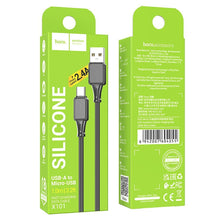 Заредете изображение във визуализатора на галерията – HOCO cable USB to Micro 2,4A Assistant X101 black (30pcs/box)

