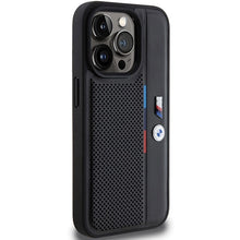 Заредете изображение във визуализатора на галерията – BMW Perforated Tricolor Line case for iPhone 15 Pro Max - black
