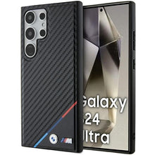 Заредете изображение във визуализатора на галерията – Original Case BMW hardcase Carbon Tricolor Line MagSafe BMHMS24L23PUDTK for Samsung Galaxy S24 Ultra Black
