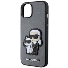 Заредете изображение във визуализатора на галерията – Karl Lagerfeld KLHCP14SSANKCPG iPhone 14 6.1" hardcase silver/silver Saffiano Karl &amp; Choupette
