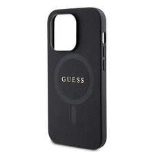 Заредете изображение във визуализатора на галерията – Original Case GUESS hardcase Saffiano MagSafe GUHMP15LPSAHMCK for Iphone 15 Pro black
