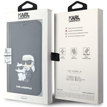 Заредете изображение във визуализатора на галерията – Karl Lagerfeld KLBKP14SSANKCPK iPhone 14 6.1" bookcase black/black Saffiano Karl &amp; Choupette
