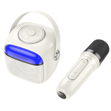Заредете изображение във визуализатора на галерията – Borofone Portable Bluetooth Speaker BP15 Dazzling mini karaoke with microphone white
