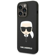 Заредете изображение във визуализатора на галерията – Karl Lagerfeld KLHCP14XSLKHBK iPhone 14 Pro Max 6.7 "hardcase black / black Silicone Karl`s Head
