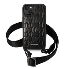 Заредете изображение във визуализатора на галерията – Karl Lagerfeld KLHCP14MSTMK iPhone 14 Plus 6.7" hardcase black/black Monogram Plaque Logo Strap
