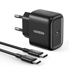 Заредете изображение във визуализатора на галерията – Ugreen USB Type C charger 25W Power Delivery + USB Type C cable 2m black (50581)
